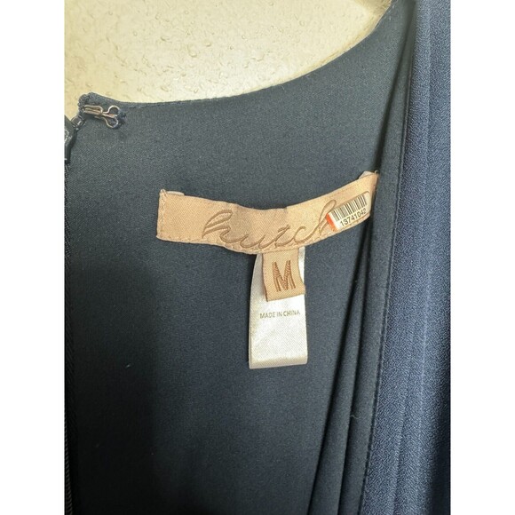 Hutch Small Colorblock Crepe Faux Wrap Midi Dress Blue Purple Flutter Sleeve - Picture 9 of 13